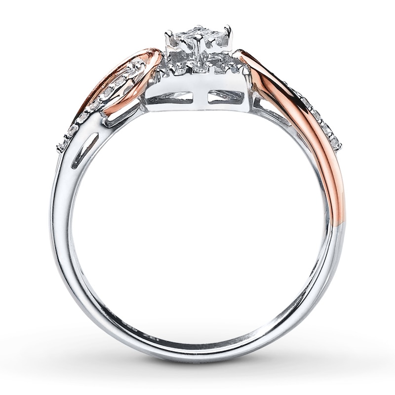 Main Image 2 of Previously Owned Diamond Ring 1/6 ct tw Princess-Cut Sterling Silver & 10K Rose Gold