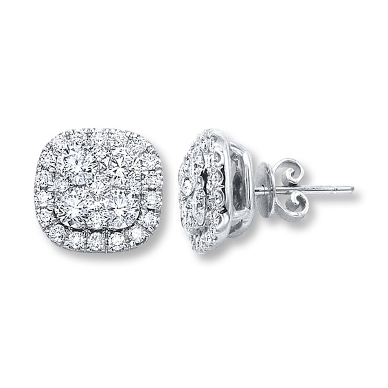 Previously Owned Diamond Earrings 2 ct tw Round-cut 14K White Gold