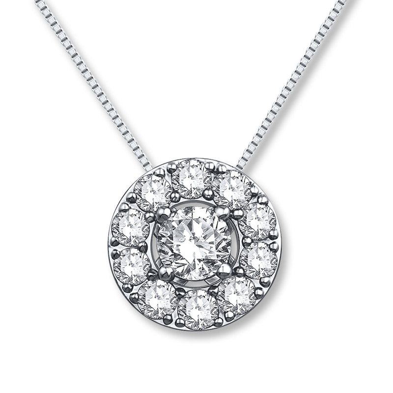 Main Image 1 of Previously Owned Diamond Necklace 5/8 ct tw Round-cut 14K White Gold