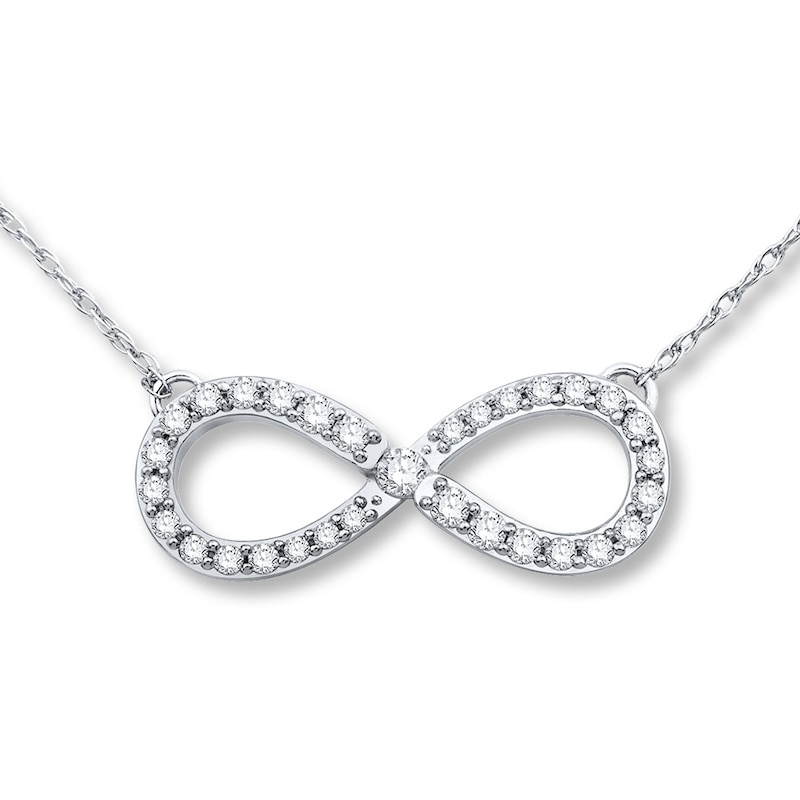 Main Image 1 of Previously Owned Diamond Infinity Necklace 1/4 ct tw Round-cut 10K White Gold