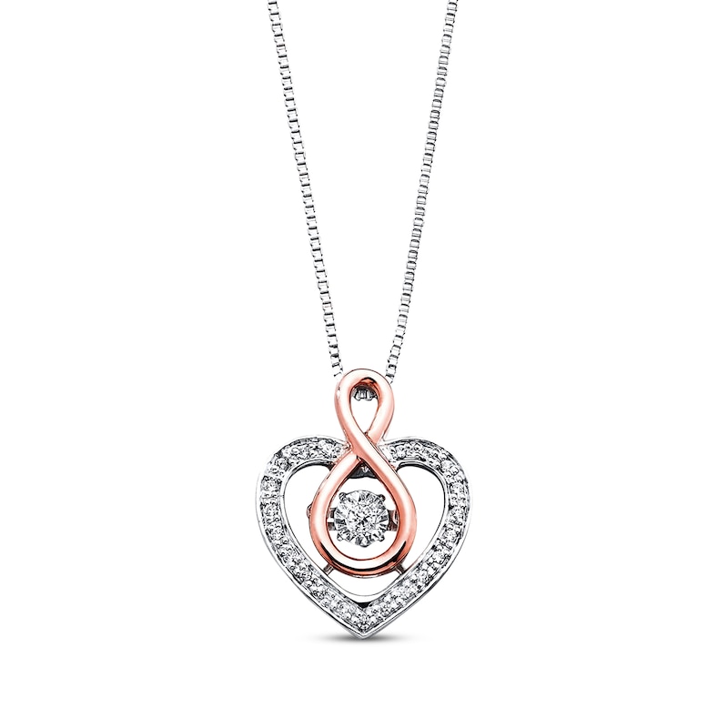 Main Image 1 of Previously Owned Unstoppable Love 1/8 ct tw Necklace Sterling Silver/10K Rose Gold