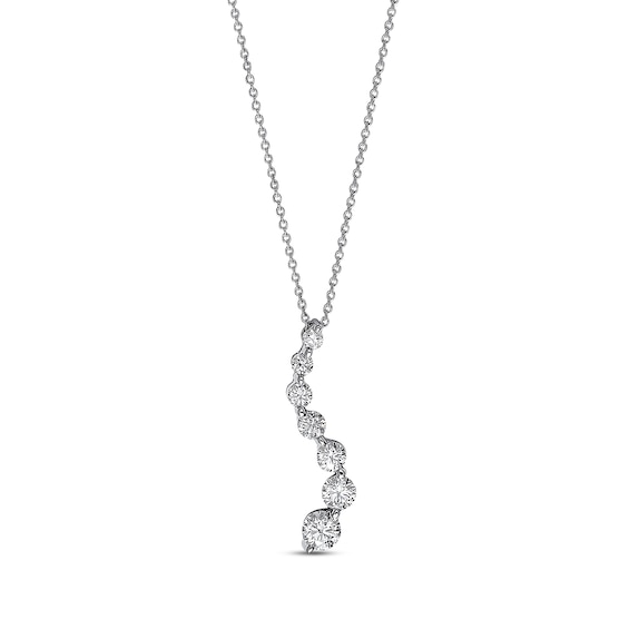 Previously Owned Diamond Journey Necklace 1 ct tw Round-cut 18K White Gold