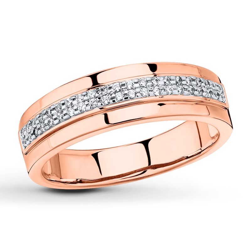 Main Image 1 of Previously Owned Men's Diamond Wedding Band 1/6 ct tw Round-cut 10K Rose Gold