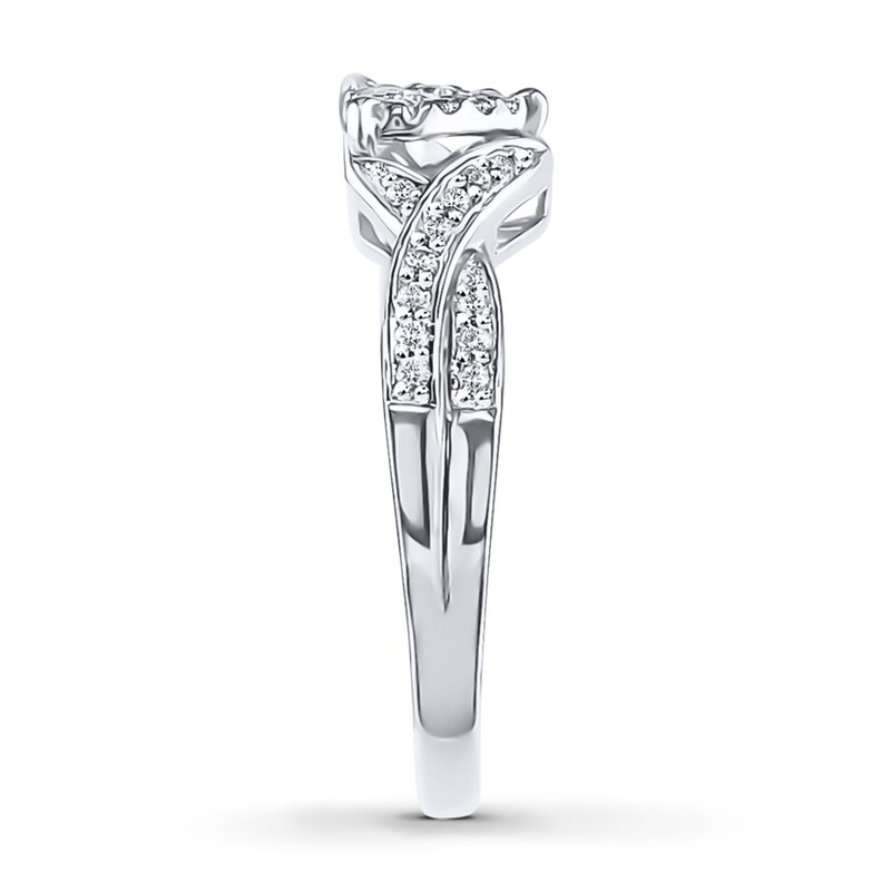 Main Image 3 of Previously Owned Diamond Heart Ring 1/3 ct tw Round-cut 10K White Gold