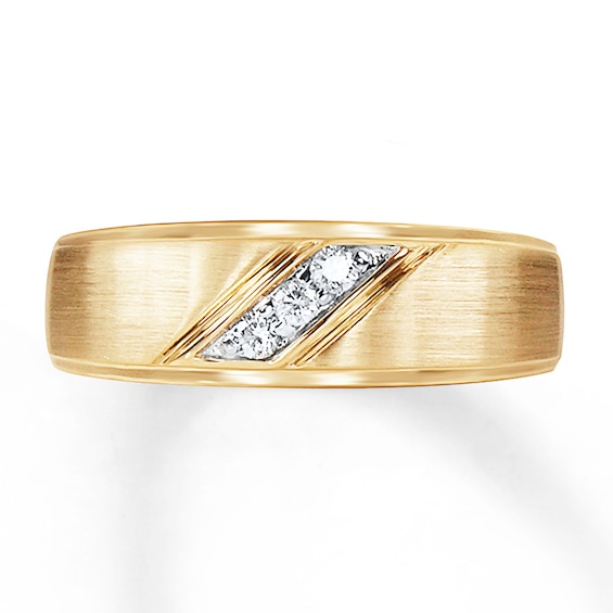 Previously Owned Diamond Men's Wedding Band 1/10 ct tw Round-cut 10K Yellow Gold