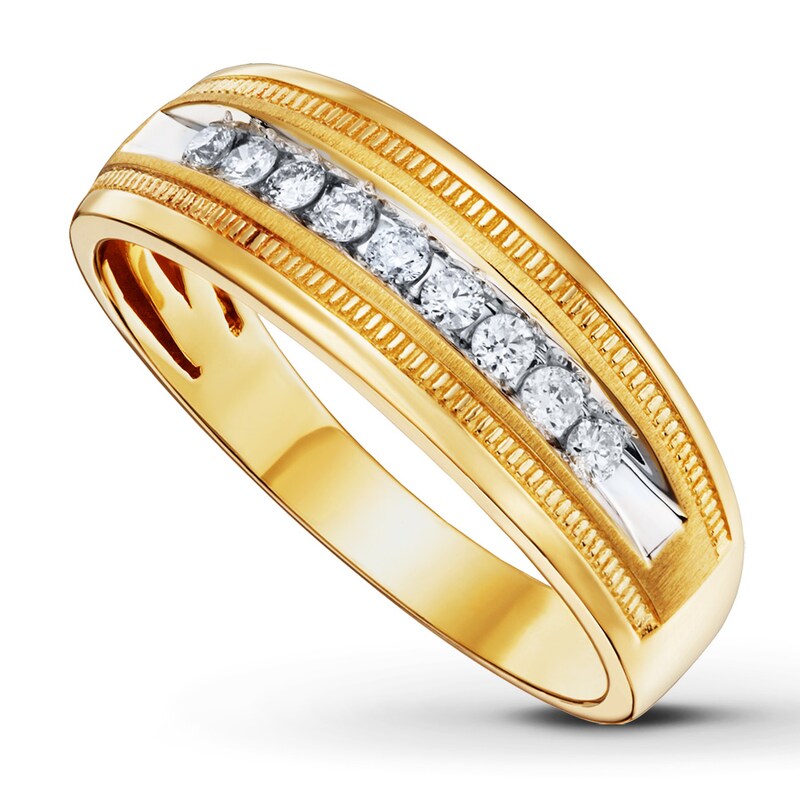 Main Image 1 of Previously Owned Men's Diamond Ring 1/4 ct tw Round-cut 10K Yellow Gold