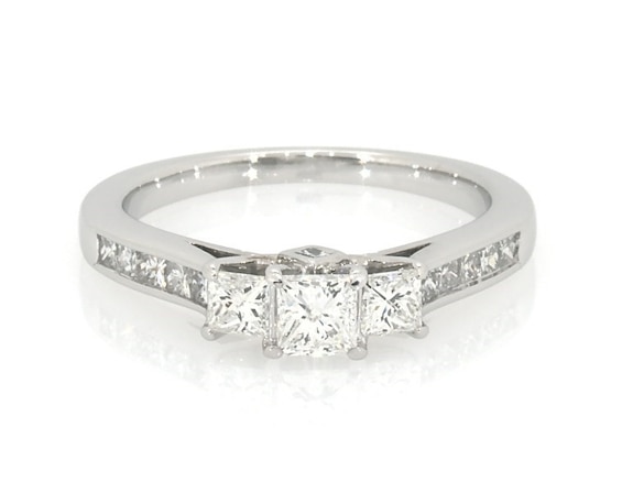 Previously Owned 3-Stone Diamond Ring 1 ct tw Princess-cut 14K White Gold