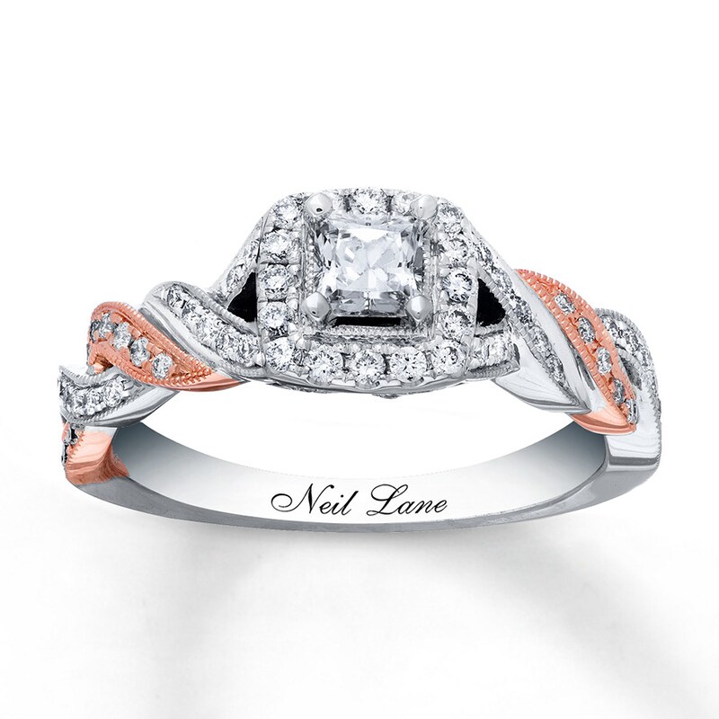 Main Image 1 of Previously Owned Neil Lane Princess/Round-cut Diamond Ring 3/4 ct tw 14K Two-Tone Gold