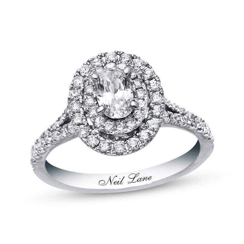 Main Image 1 of Previously Owned Neil Lane Diamond Engagement Ring 1 ct tw Oval & Round-cut 14K White Gold - Size 4.5