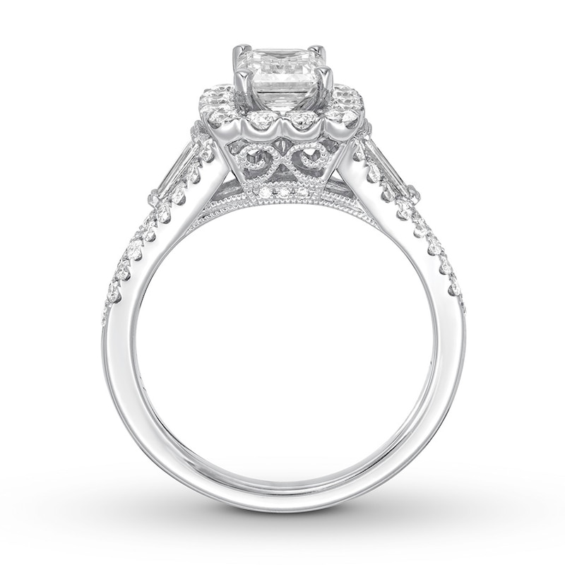 Main Image 2 of Previously Owned Neil Lane Diamond Ring 1-7/8 ct tw Emerald, Baguette & Round-cut 14K Gold