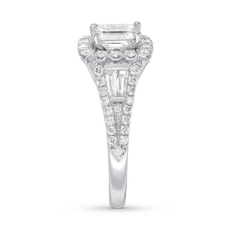 Main Image 3 of Previously Owned Neil Lane Diamond Ring 1-7/8 ct tw Emerald, Baguette & Round-cut 14K Gold