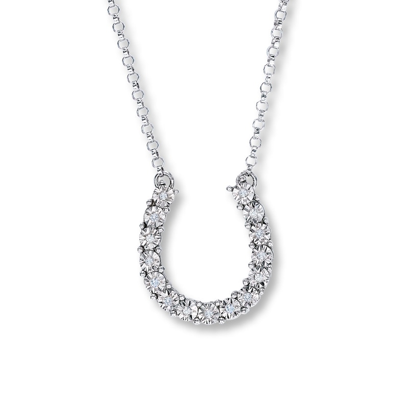 Main Image 1 of Previously Owned Diamond Necklace 1/20 ct tw Round-cut Sterling Silver