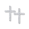 Thumbnail Image 1 of Previously Owned Diamond Cross Earrings 1/10 ct tw Round-cut Sterling Silver