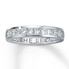 Thumbnail Image 1 of Previously Owned THE LEO Anniversary Band 1 ct tw Princess & Round-cut Diamonds 14K White Gold Size 4