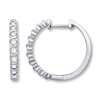 Thumbnail Image 1 of Previously Owned Diamond Hoop Earrings 1/2 ct tw Round-cut 14K White Gold