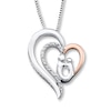 Thumbnail Image 1 of Previously Owned Mother/Child Necklace Diamond Accents Sterling Silver & 10K Rose Gold