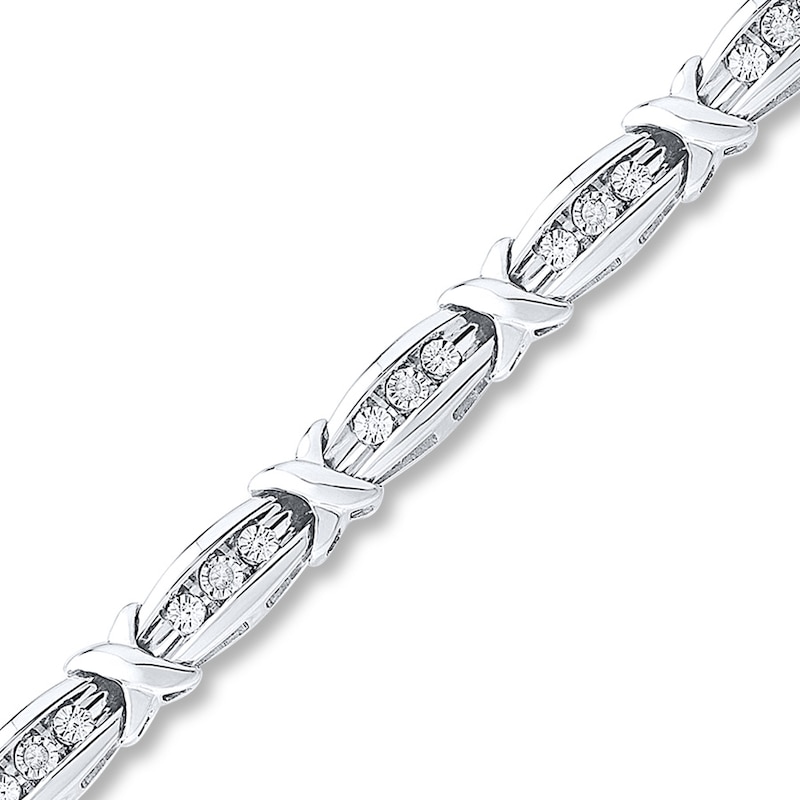 Main Image 1 of Previously Owned Diamond Bracelet 1/20 ct tw Sterling Silver 7.25"