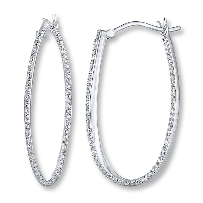 Main Image 1 of Previously Owned Hoop Earrings 1/6 ct tw Diamonds Sterling Silver