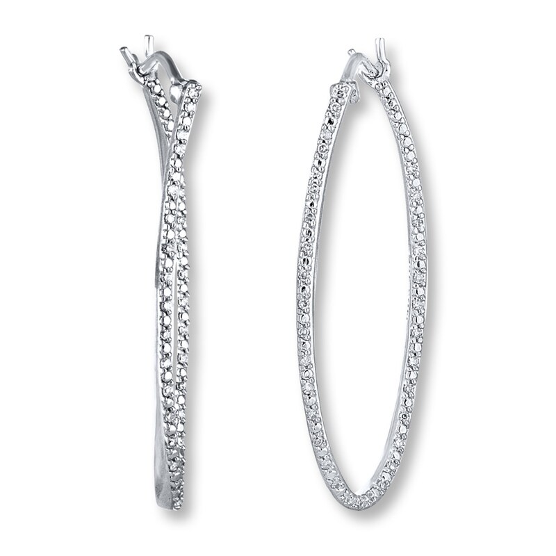 Main Image 2 of Previously Owned Hoop Earrings 1/6 ct tw Diamonds Sterling Silver