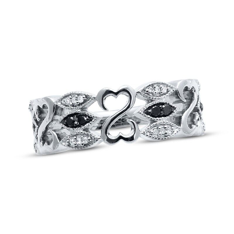 Main Image 1 of Previously Owned Black & White Diamond Fashion Ring 1/10 ct tw Sterling Silver