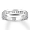Thumbnail Image 1 of Previously Owned Men's Diamond Wedding Band 1/3 ct tw Baguette & Round-cut 14K White Gold