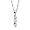 Thumbnail Image 1 of Previously Owned 3-Stone Diamond Necklace 1/4 ct tw Round-cut 10K White Gold