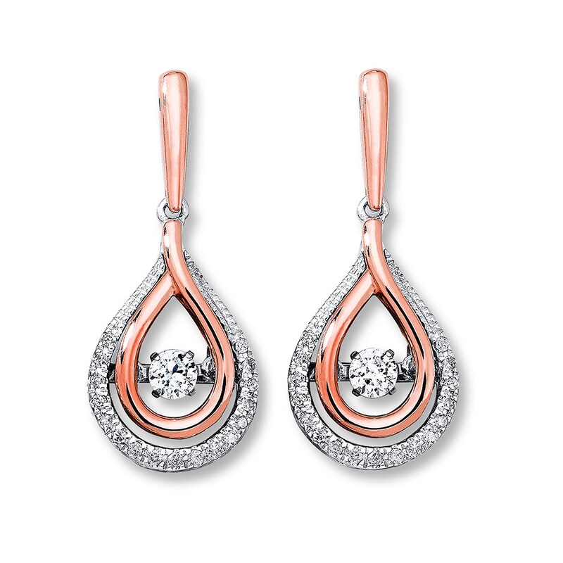 Main Image 1 of Previously Owned Diamonds in Rhythm 1/3 ct tw Earrings 10K Two-Tone Gold