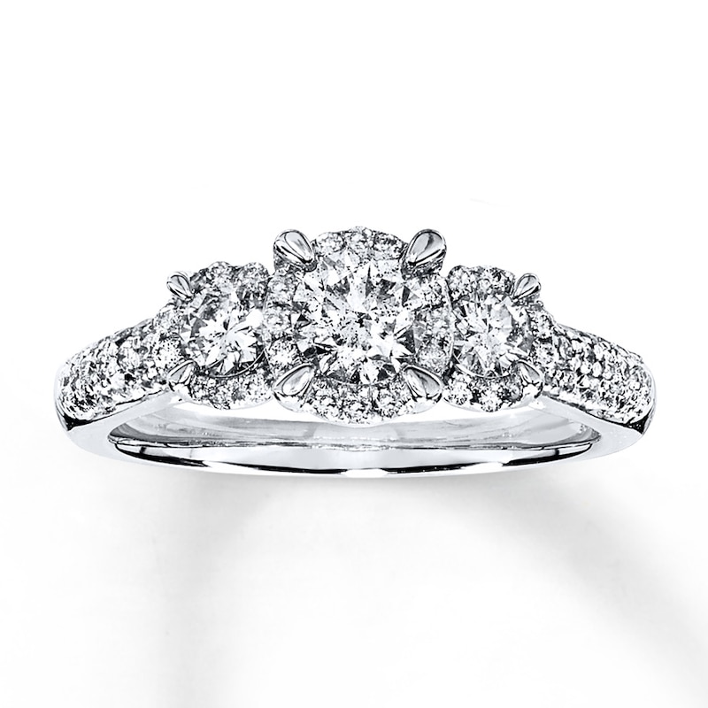 Main Image 1 of Previously Owned Diamond 3-Stone Ring 1 ct tw Round-cut 14K White Gold