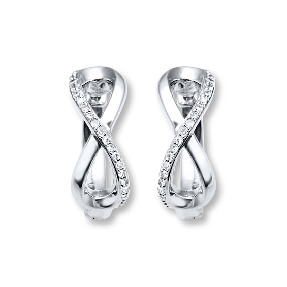 Previously Owned Infinity Hoop Earrings 1/10 ct tw Diamonds Sterling Silver
