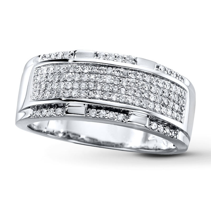 Main Image 1 of Previously Owned Men's Band 1/2 ct tw Diamonds 10K White Gold Size 14