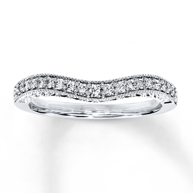 Main Image 1 of Previously Owned Diamond Wedding Ring 1/5 ct tw Round-cut 10K White Gold Size 10