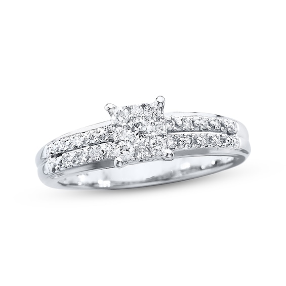 Previously Owned Diamond Engagement Ring 1/4 ct tw Round-cut 10K White Gold Size