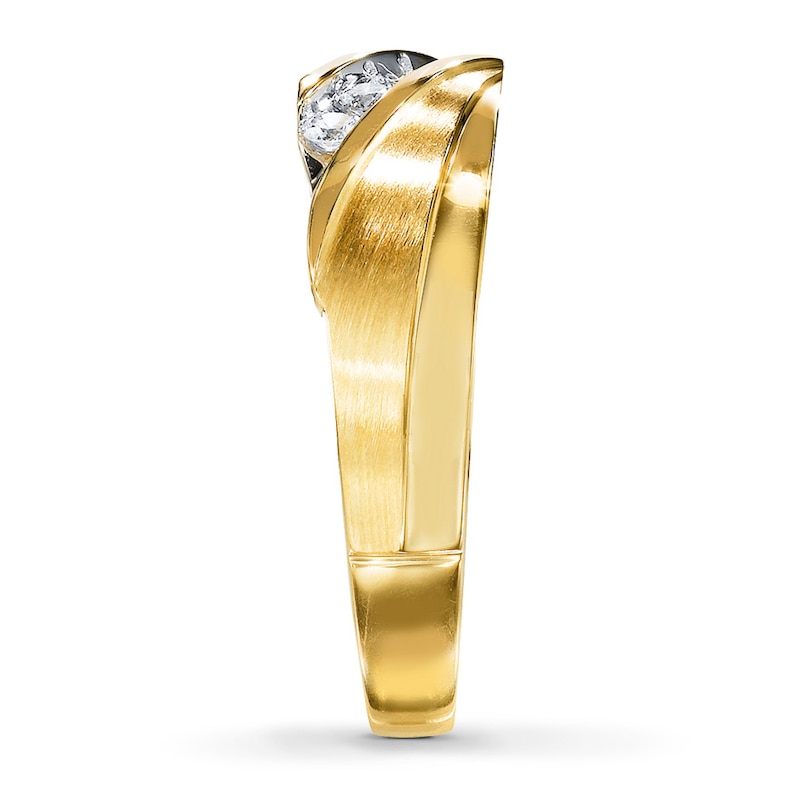 Main Image 3 of Previously Owned Men's Wedding Band 1/4 ct tw Round-cut Diamonds 10K Yellow Gold Size 14.25