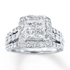 Previously Owned Diamond Engagement Ring 3 ct tw Princess & Round-cut 14K White Gold