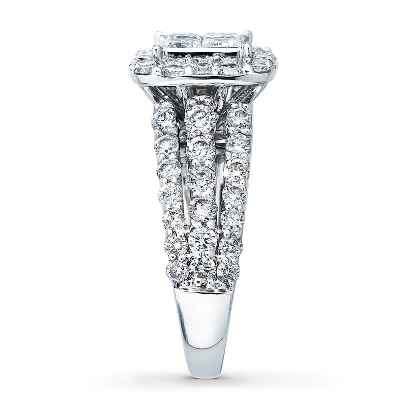 Previously Owned Diamond Engagement Ring 3 ct tw Princess & Round-cut 14K White Gold