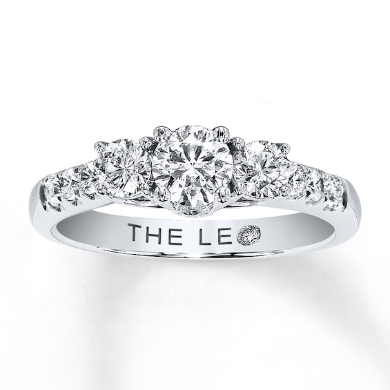 Previously Owned 3-Stone Leo Diamond Ring 1 ct tw Round-cut Diamonds 14K White Gold Size 9