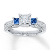 Thumbnail Image 1 of Previously Owned Diamond/Sapphire Ring 1 ct tw Princess-cut 14K White Gold - Size 9.5