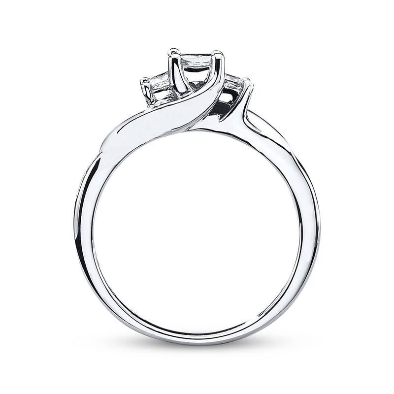 Main Image 3 of Previously Owned 3-Stone Diamond Ring 1/2 ct tw Princess & Round-cut 10K White Gold Size 5.25