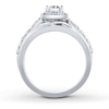 Thumbnail Image 2 of Previously Owned Leo Diamond Bridal Set 7/8 ct tw Princess & Round-cut 14K White Gold - Size 5