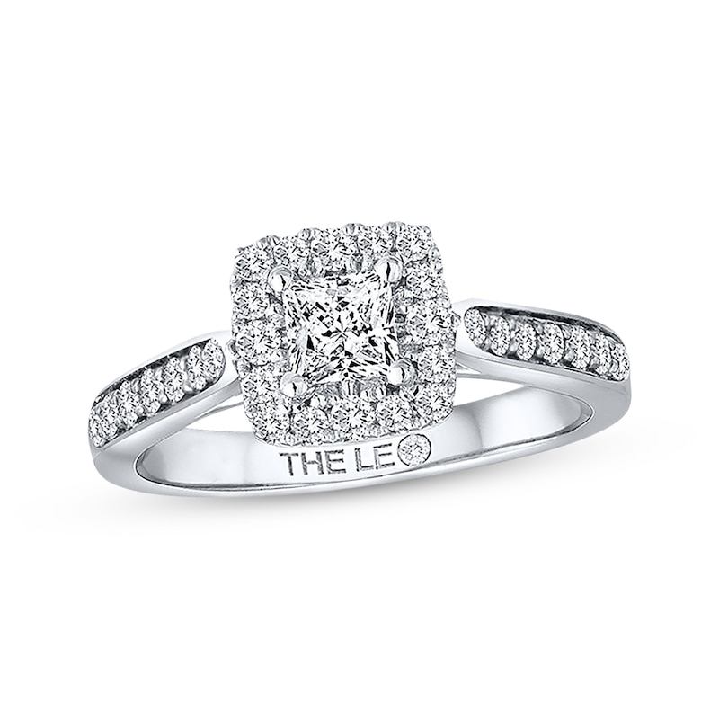 Previously Owned THE LEO Engagement Ring 3/4 ct tw Princess & Round-cut Diamonds 14K White Gold - Size 10