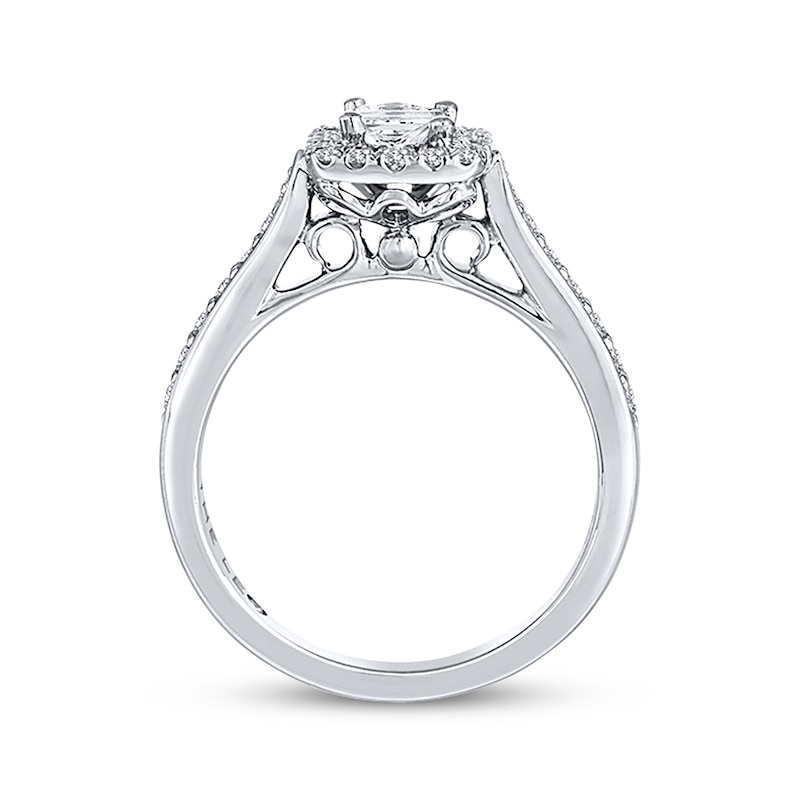Previously Owned THE LEO Engagement Ring 3/4 ct tw Princess & Round-cut Diamonds 14K White Gold