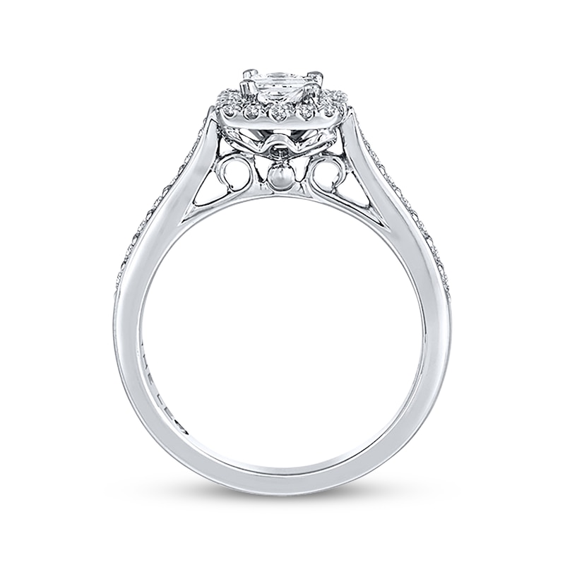 Previously Owned THE LEO Engagement Ring 3/4 ct tw Princess & Round-cut Diamonds 14K White Gold - Size 10