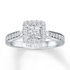 Thumbnail Image 1 of Previously Owned THE LEO Engagement Ring 3/4 ct tw Princess & Round-cut Diamonds 14K White Gold - Size 4