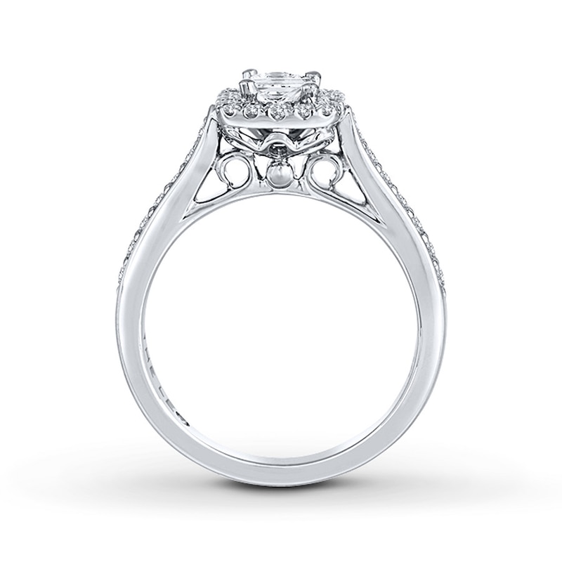 Main Image 2 of Previously Owned THE LEO Engagement Ring 3/4 ct tw Princess & Round-cut Diamonds 14K White Gold - Size 4