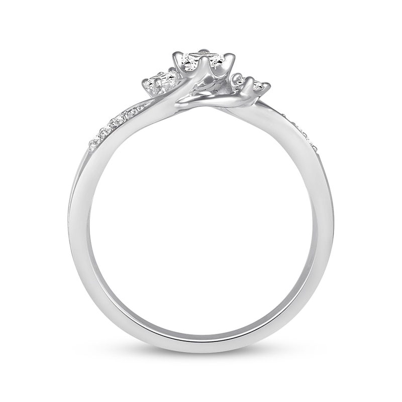 Main Image 3 of Previously Owned Diamond Promise Ring 1/5 ct tw Princess/Round 10K White Gold
