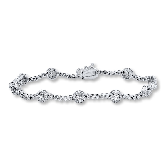 Previously Owned Diamond Bracelet 2 ct tw Round-cut 14K White Gold 7.25"
