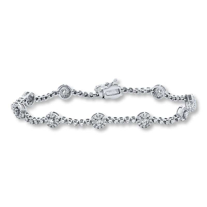 Main Image 1 of Previously Owned Diamond Bracelet 2 ct tw Round-cut 14K White Gold 7.25"