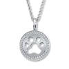 Thumbnail Image 1 of Previously Owned Diamond Pawprint Necklace 1/10 ct tw Round-cut Sterling Silver