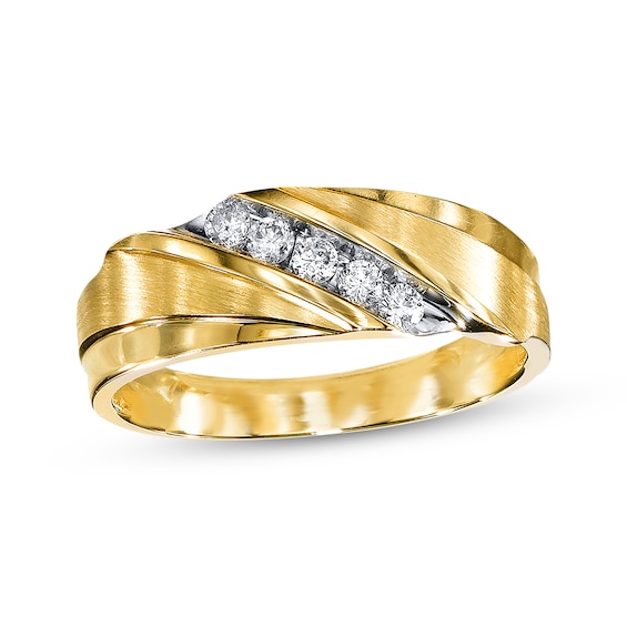 Previously Owned Men's Wedding Band 1/4 ct tw Diamonds 10K Yellow Gold