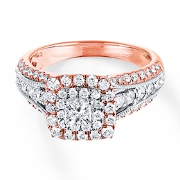 Previously Owned Engagement Ring 1-1/4 ct tw Princess & Round-cut Diamonds 14K Two-Tone Gold